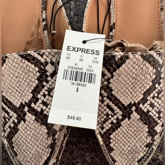 Express Snake Skin Heeled Mule Shoe - Picture 4 of 8